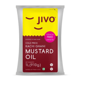 JIVO Cold Pressed Kachi Ghani Chemical Free Mustard Daily Cooking Oil, 1 Litre