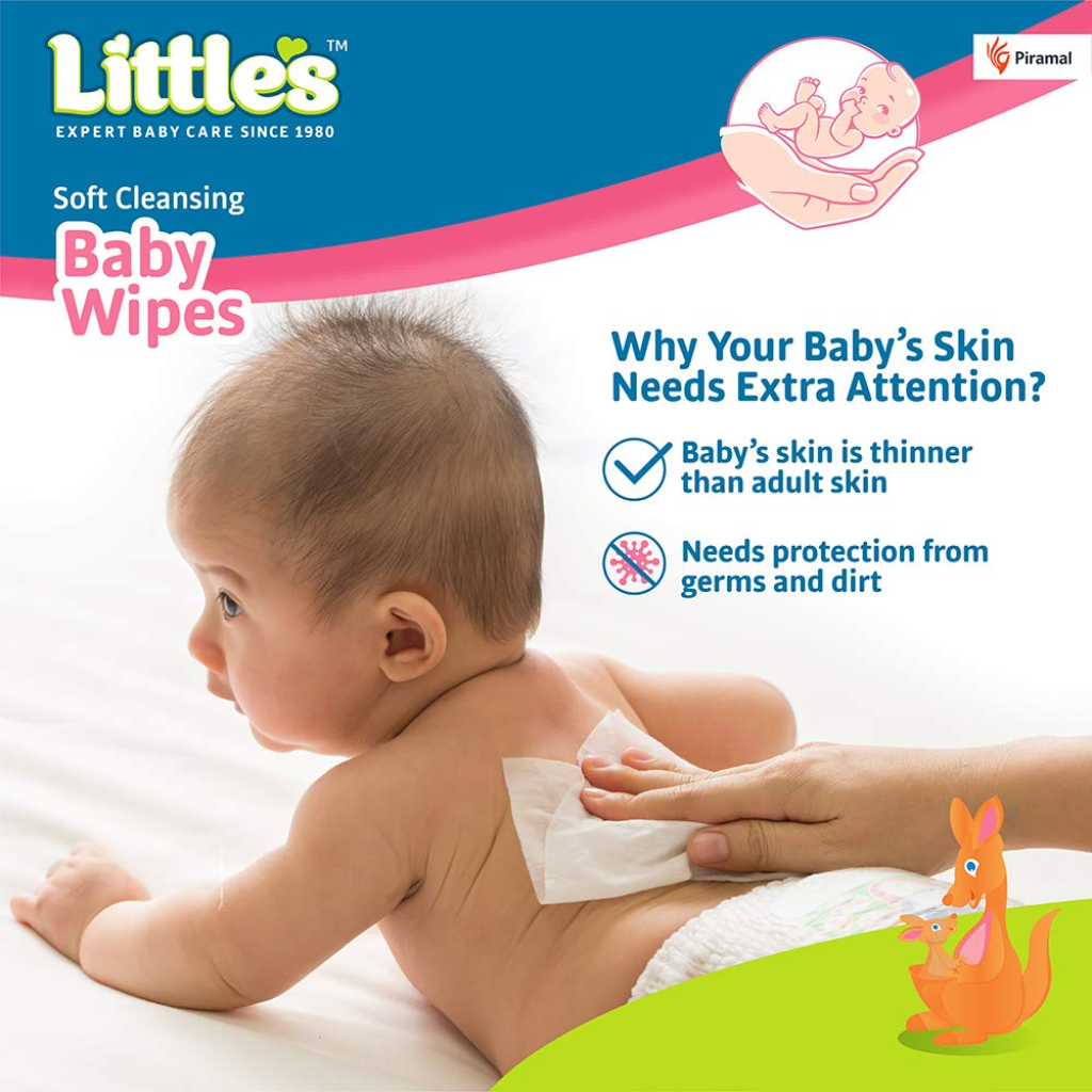 Little's Soft Cleansing Baby Wipes Lid Pack (80 Wipes) - Image 2