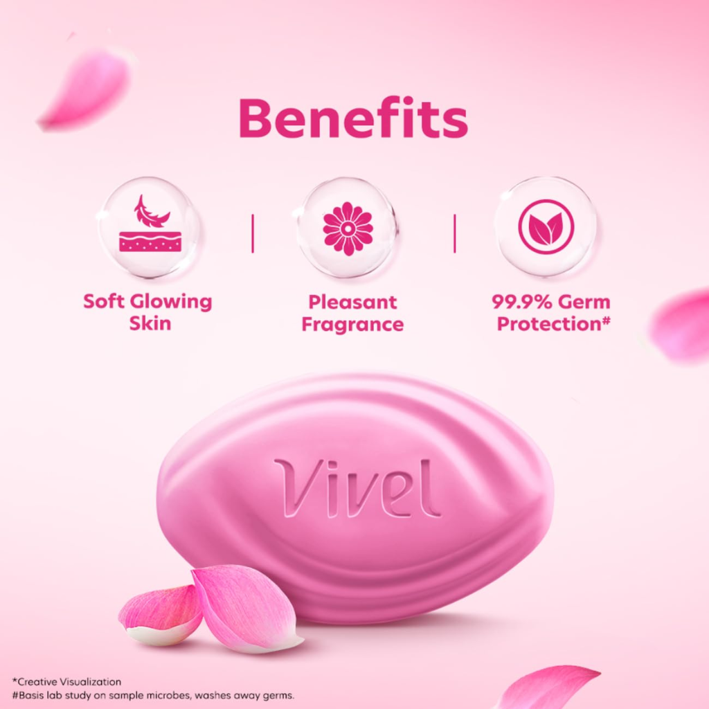 Vivel Lotus Oil + Aloe Vera Soap 150 g (Pack of 4) - Image 5