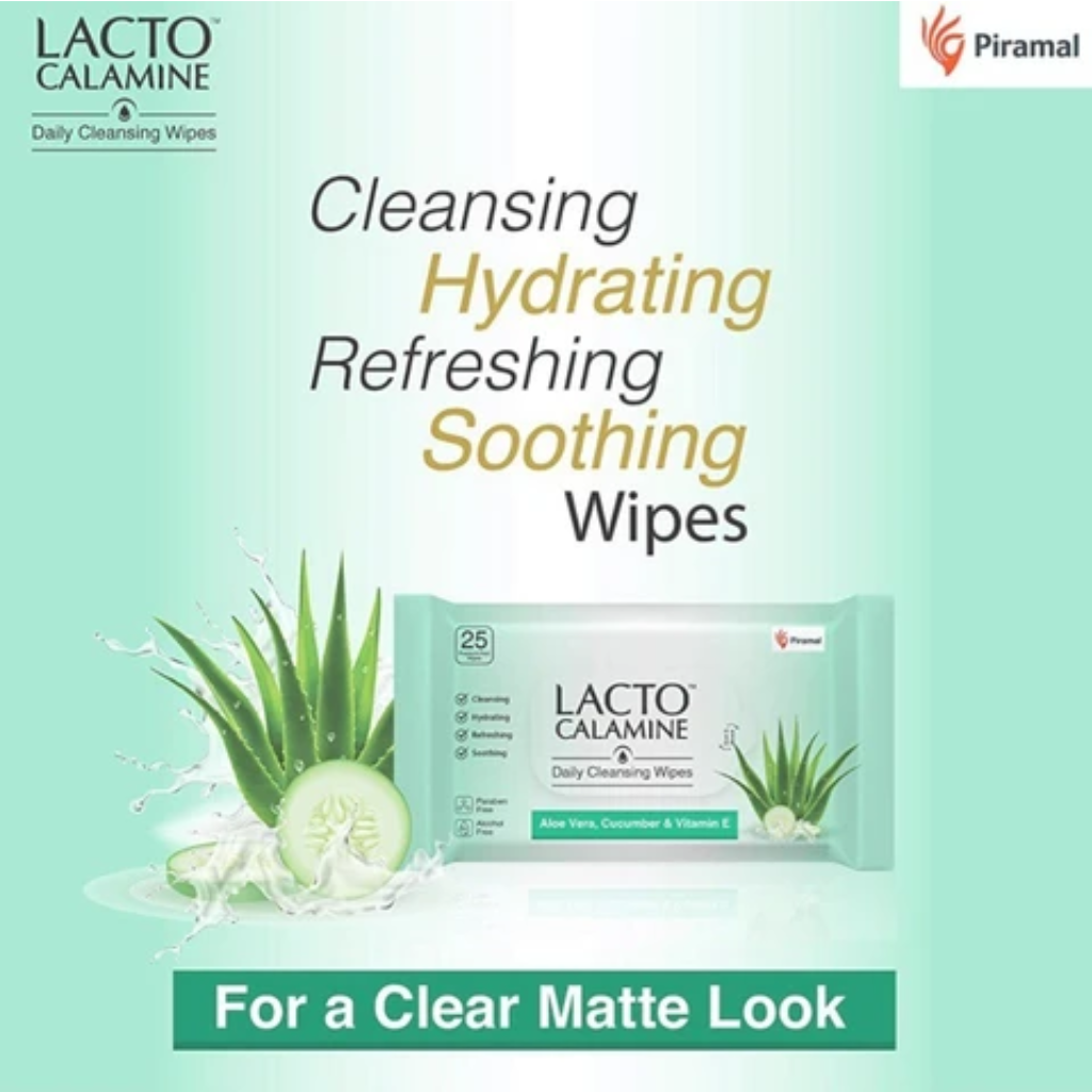Lacto Calamine Lacto Calamine Daily Cleansing Wipes with Aloe Vera, Cucumber & Vitamin E, 25 wipes - Image 2