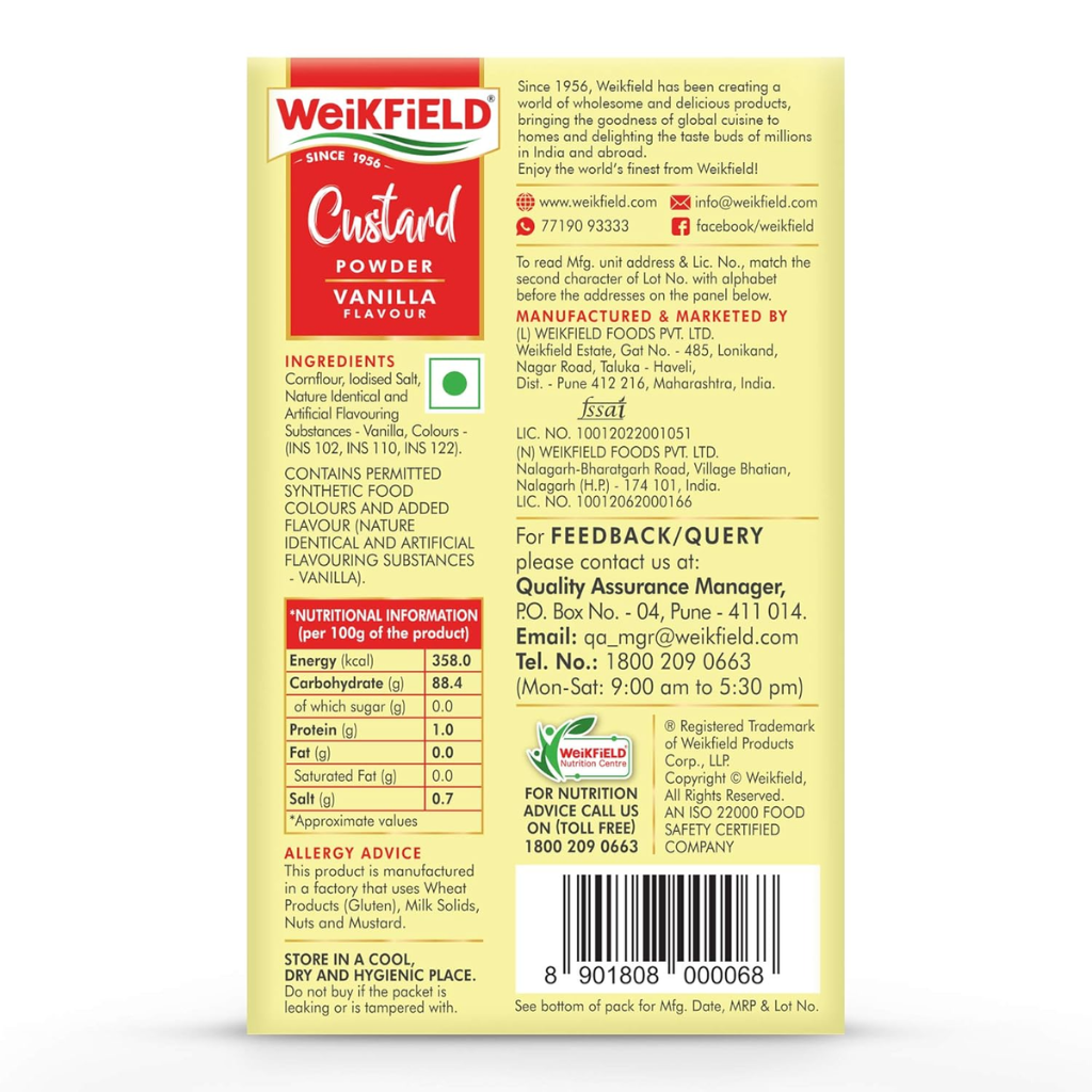 Weikfield Custard Powder Vanilla Flavour 100 Gram - Image 2