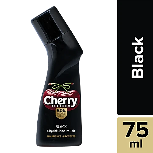 Cherry Blossom Liquid Shoe Polish - Black, 75 ml