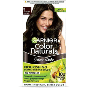 Garnier Color Naturals Crème hair color, Shade 3 Darkest Brown, 70ml + 60g