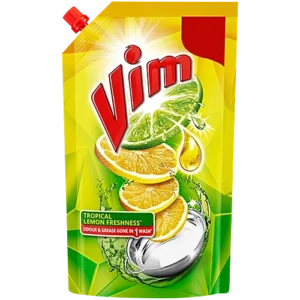 Vim Lemon Dishwash Liquid Gel, 130 ml Pouch