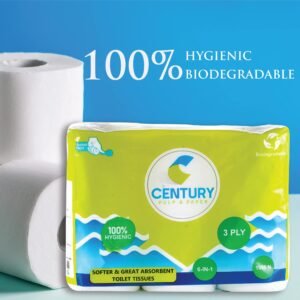 Century 2 Ply Soft & Highly Absorbent Toilet/Bathroom Tissue Paper Biodegradable & Chemical-Free Tissue Roll 1 in 1-300 Pulls Per Roll