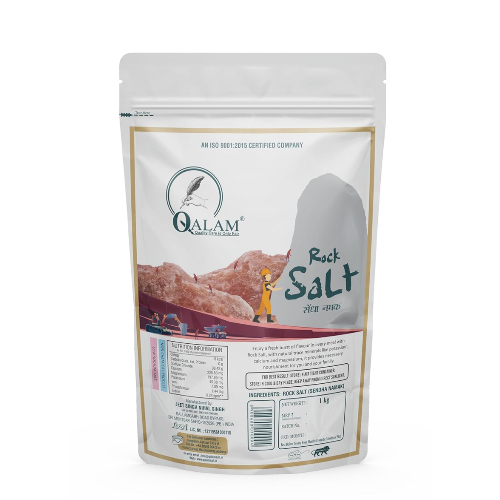 QALAM Rock Salt | Natural Sendha Namak |Non - Iodised | 1 Kg Pack - Image 2