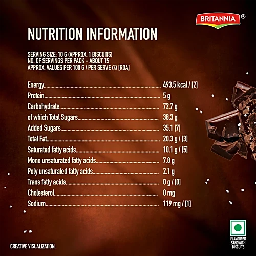 Britannia The Original Bourbon Creme Biscuit - With Chocolate, 150 g - Image 4