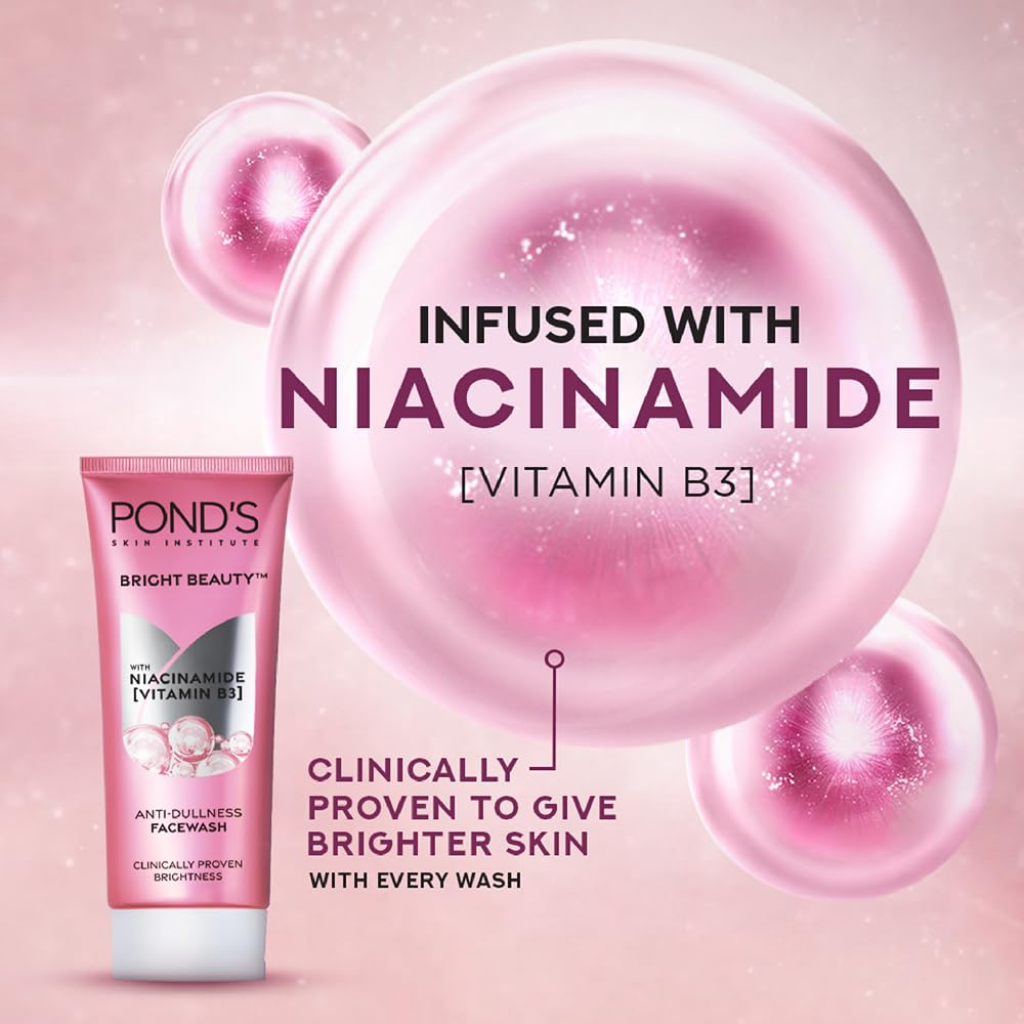 Ponds Bright Beauty Facewash with Niacinamide, For Glass Skin-like Shine, 50 g - Image 4