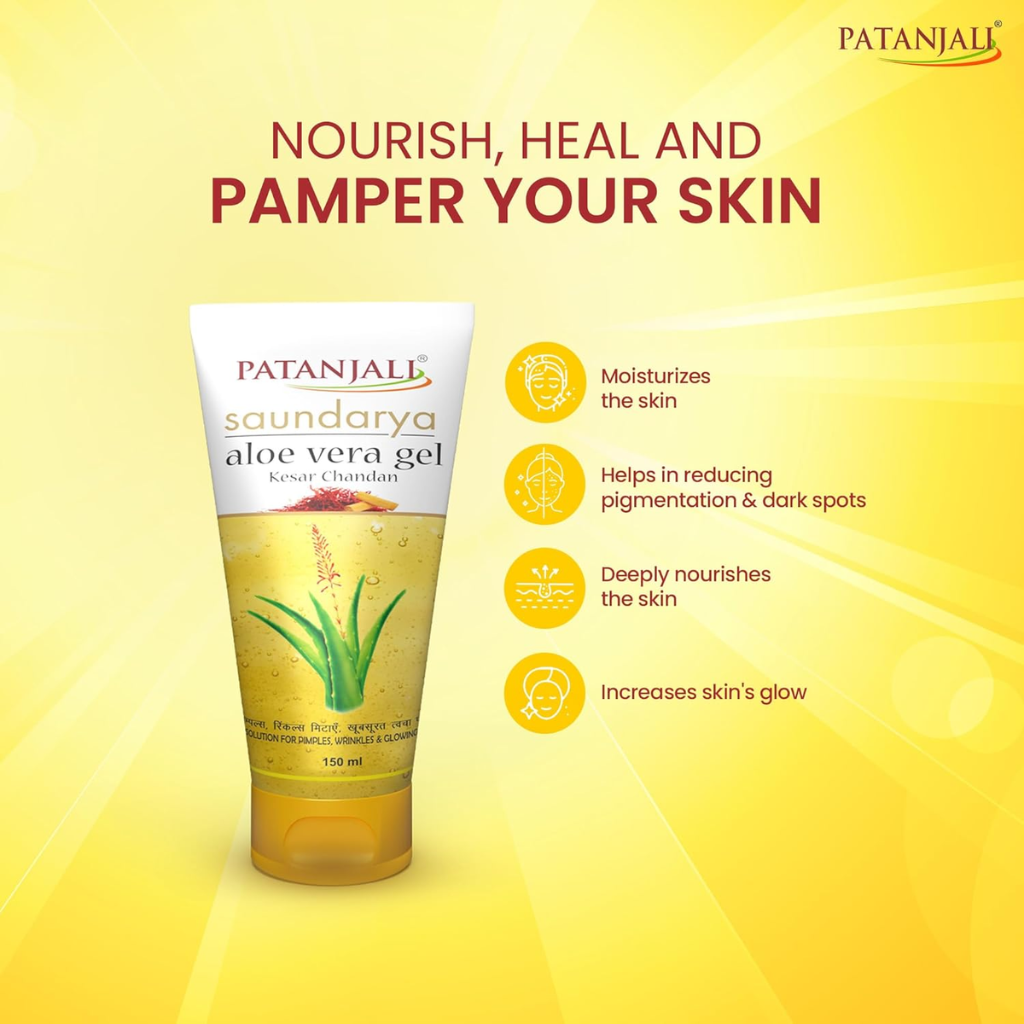 Patanjali Saundarya Aloevera Gel Kesar Chandan 150ml - Image 5