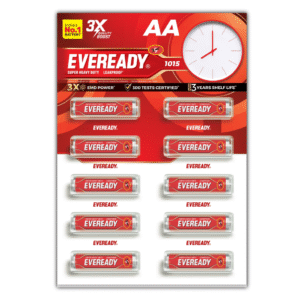 Eveready Carbon Zinc AA Battery, Anti-Leak, 3X EMD Power, 300 Test Certified, Suitable for Regular-Drain Devices & Toys, Pack of 10