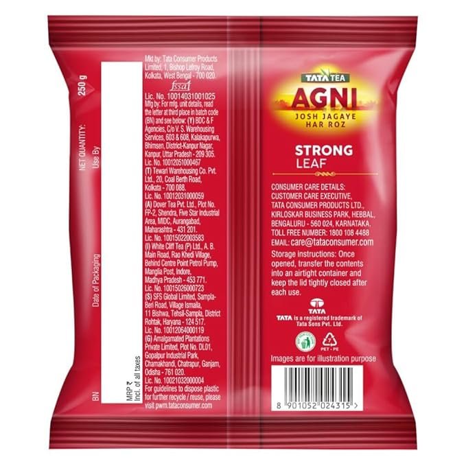 Tata Tea Agni | Strong chai With 10% Extra Strong Leaves | Black Tea | 250g - Image 2
