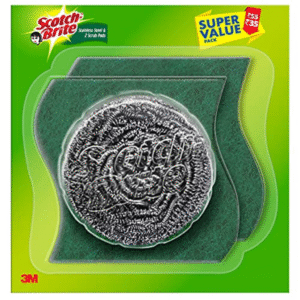 Scotch-Brite 1 Stainless Steel Scrubber (15g) and 1 Scrub pad Combo