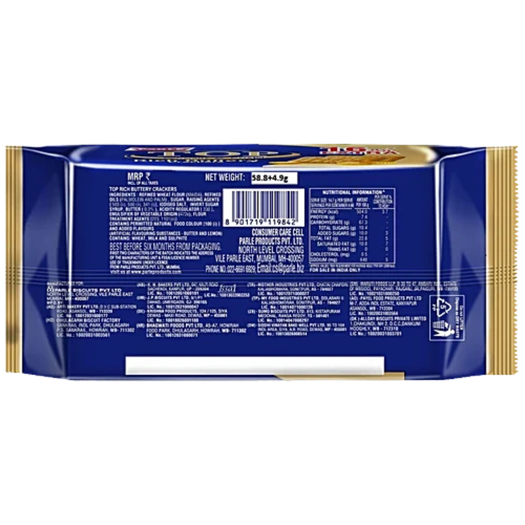 Parle Top Buttery Crackers, 63.7 g (Pack Of 12) - Image 2
