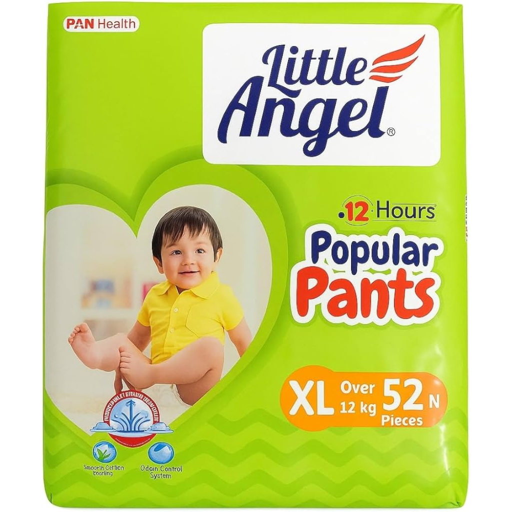 Little Angel Baby Diaper Pants (Popular Pants)- XL Size (Over 12 kg), 52 Pieces | 12-Hour Protection |