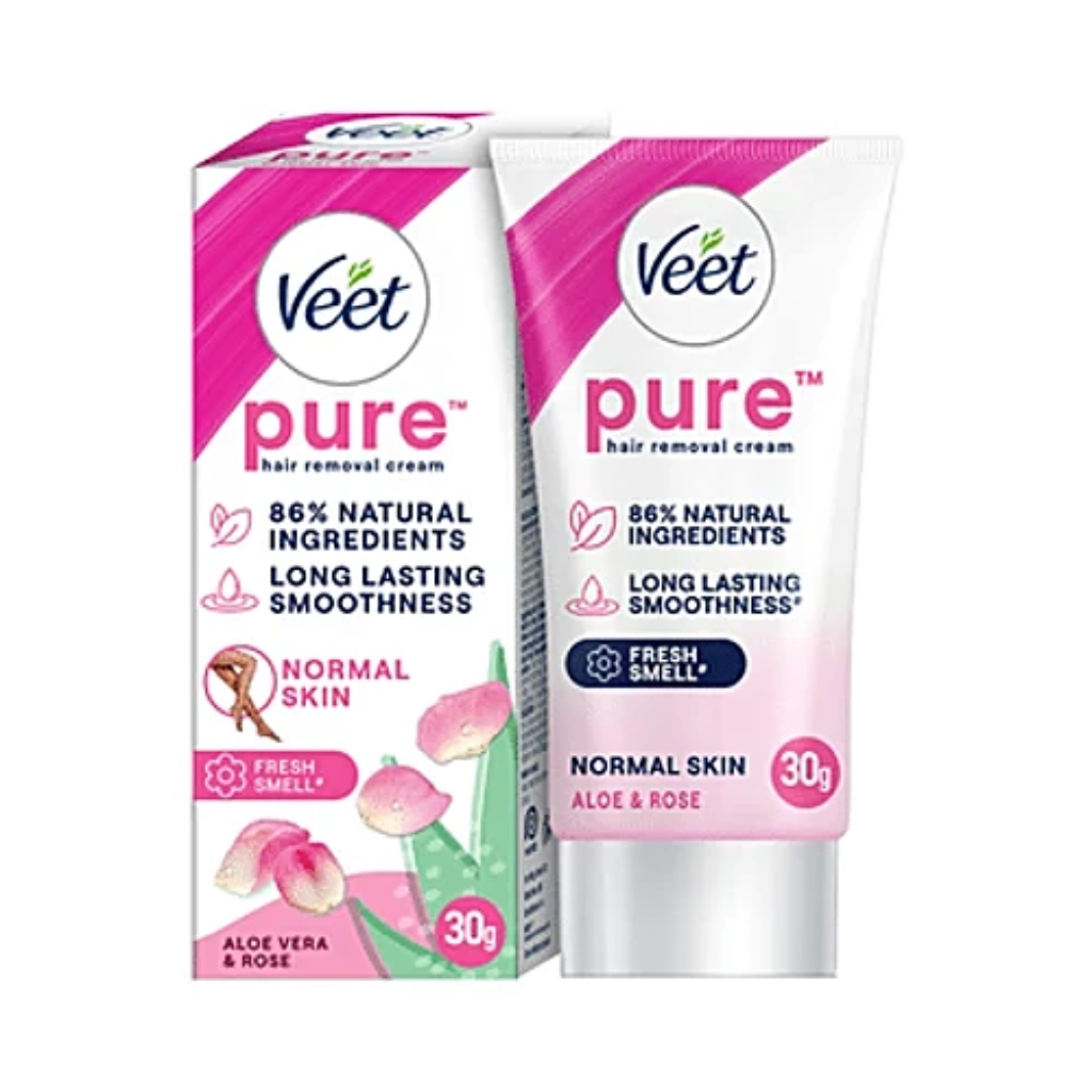 Veet Pure Hair Removal Cream - Aloe & Rose, Fresh Smell, Normal Skin, 30 g