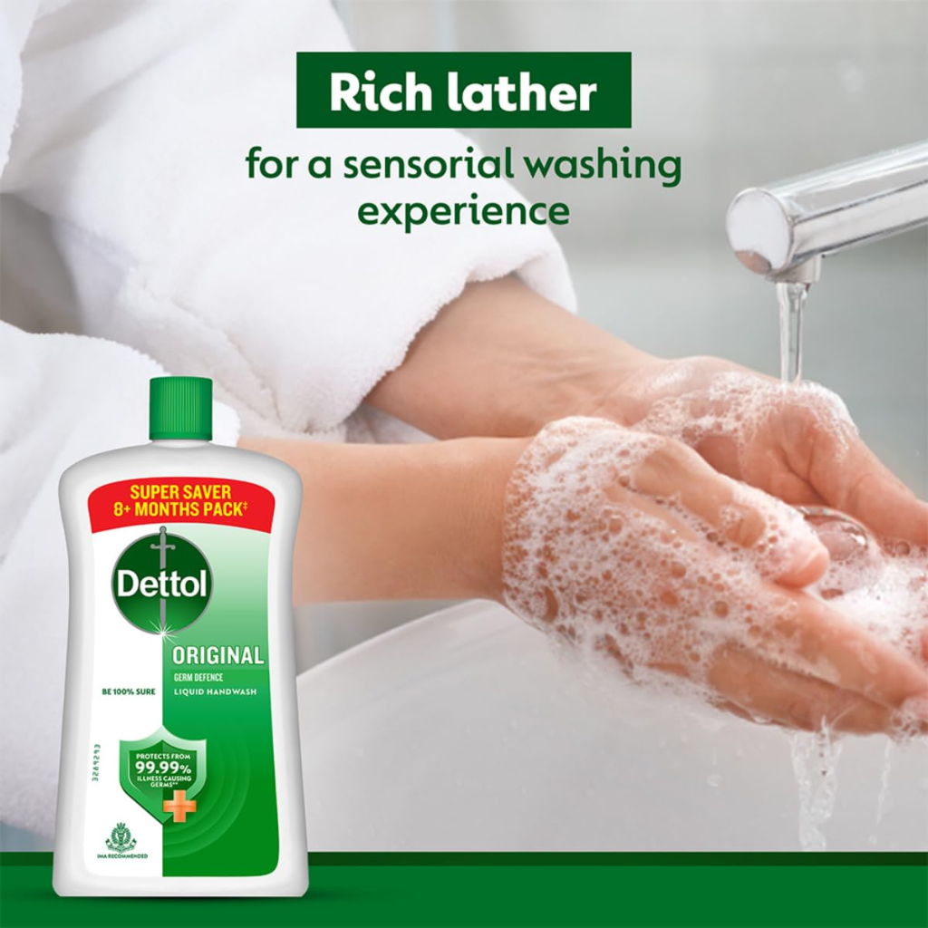 Dettol Liquid Handwash Bottle - Original Hand Wash- 875ml | Germ Defence Formula | 10x Better Germ Protection - Image 2