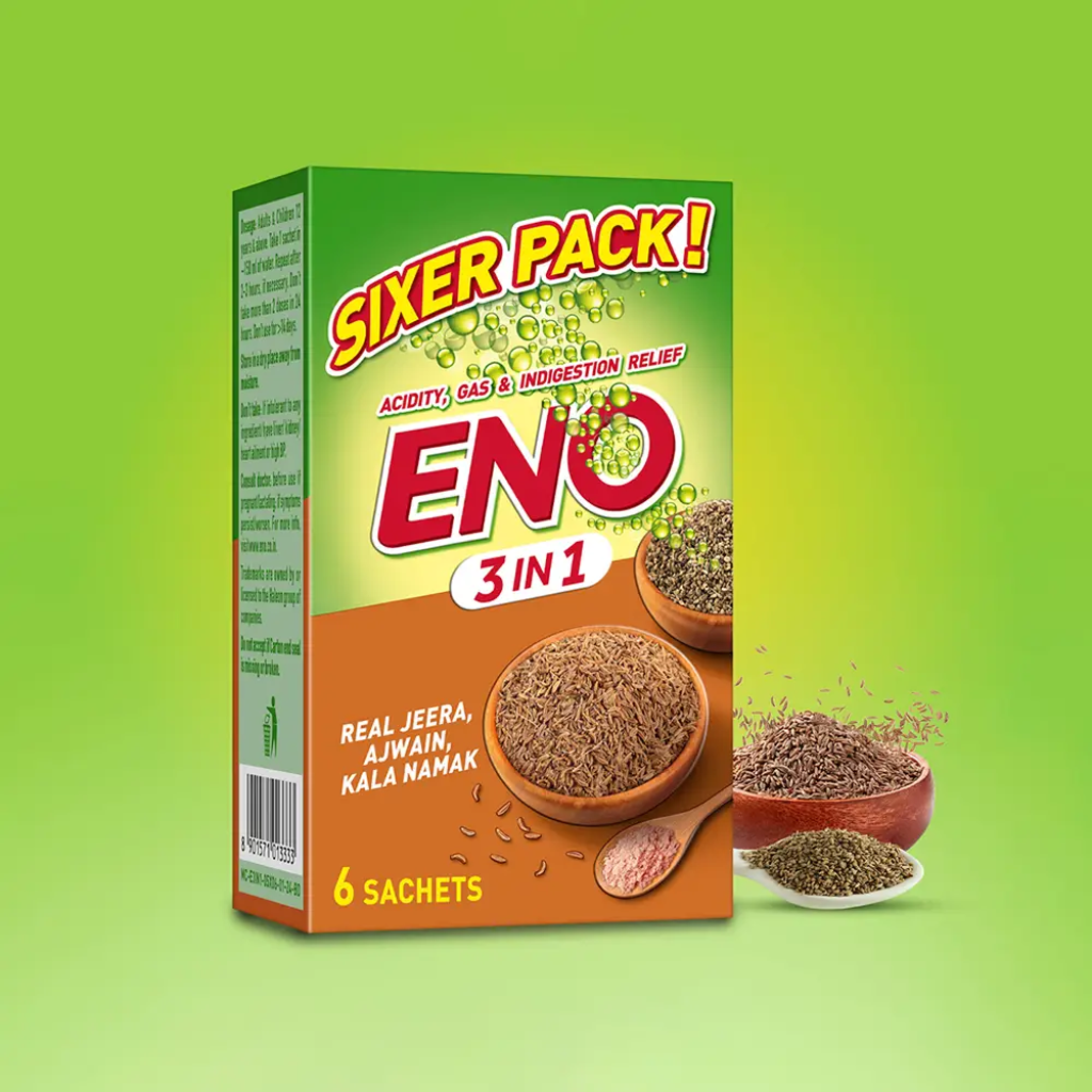 Eno 3 In 1 Real Jeera, Ajwain, Kala Namak 6 Sachets - Image 3