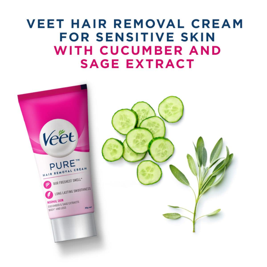 Veet Pure Hair Removal Cream - Aloe & Rose, Fresh Smell, Normal Skin, 30 g - Image 6