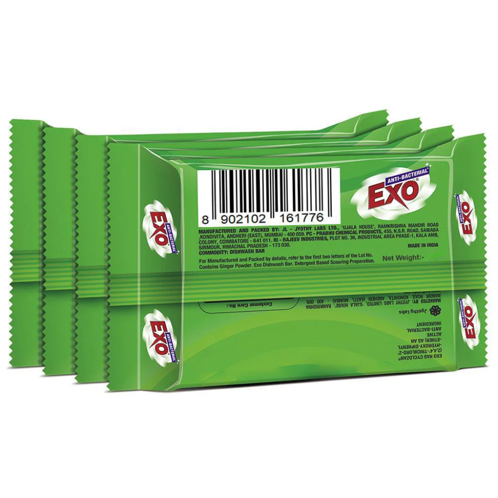 Exo Dishwash Bar, 480gm (120gm X (3 + 1 Bar Free) - Image 4