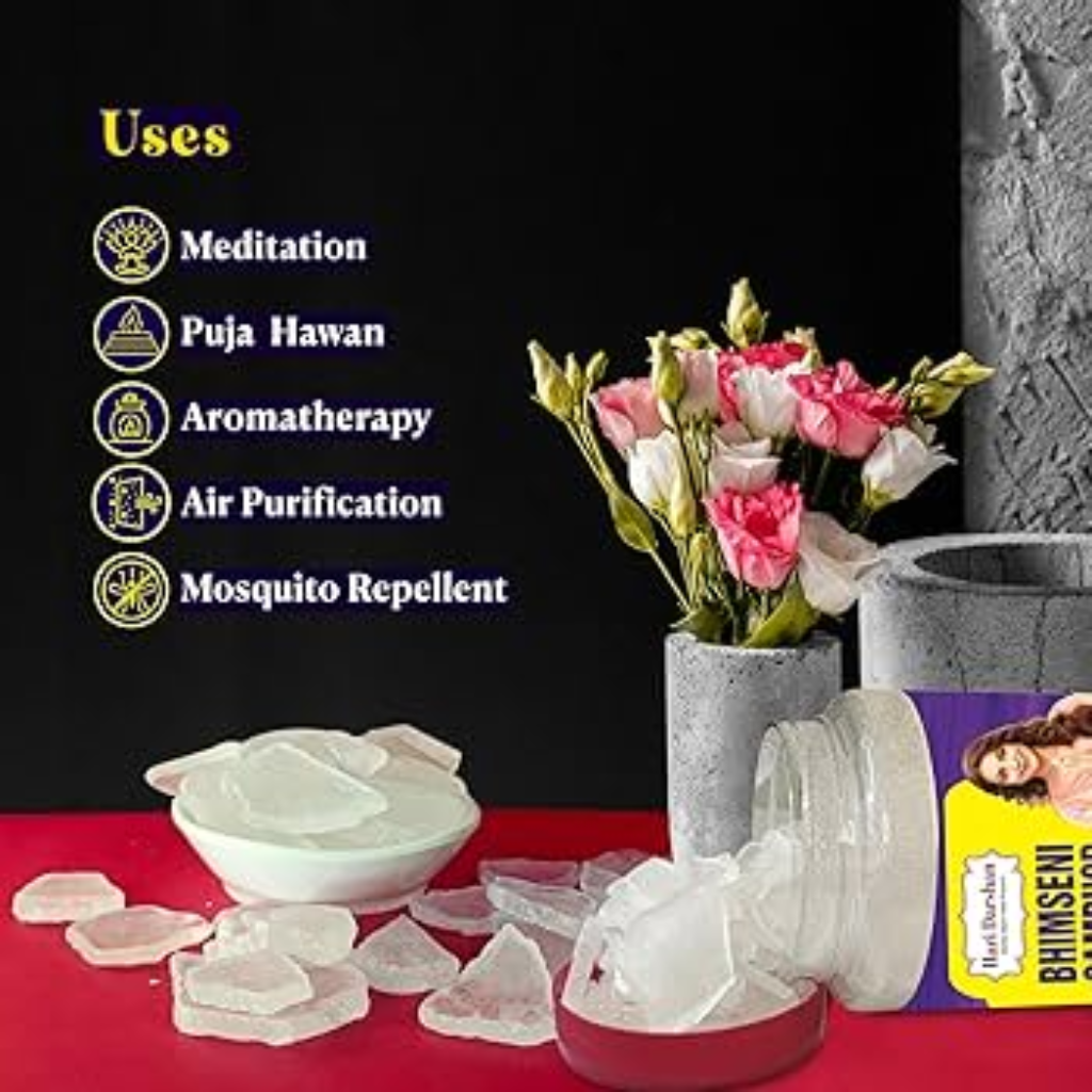 Hari Darshan Bhimseni Camphor - 50 gm Natural & Pure Camphor for Pooja, Havan, Meditation, Room Freshener - Image 2