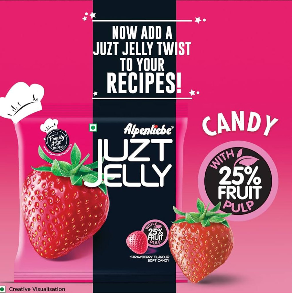 Alpenliebe Juzt Jelly, Strawberry Pouch, 140 gm - Image 3